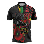 Penrith Panthers ANZAC Personalised Zipper Polo Shirt Lest We Forget Poppy Camo