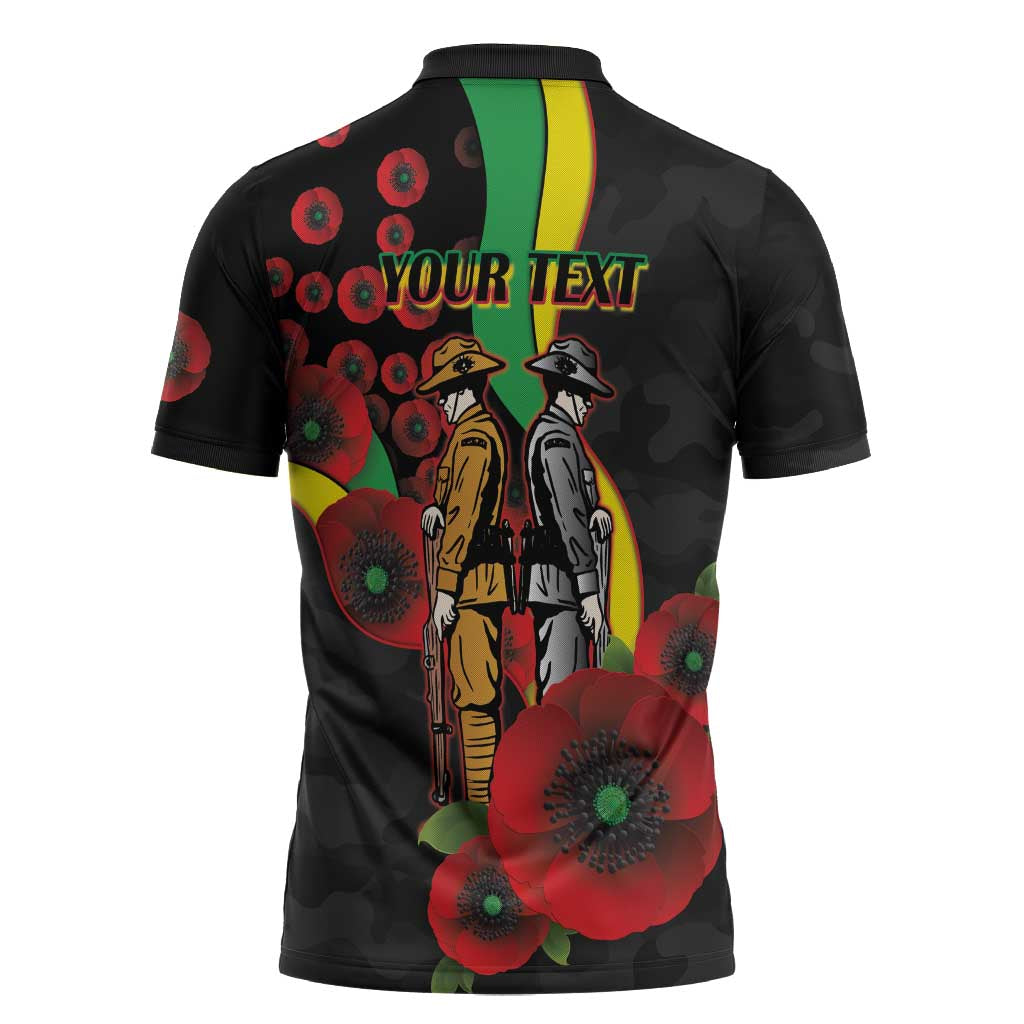Penrith Panthers ANZAC Personalised Zipper Polo Shirt Lest We Forget Poppy Camo