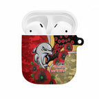 Redcliffe Dolphins ANZAC Personalised AirPods Case Lest We Forget Poppy Camo