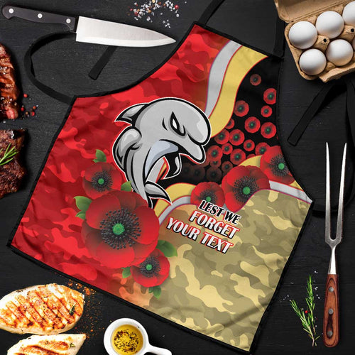 Redcliffe Dolphins ANZAC Personalised Apron Lest We Forget Poppy Camo