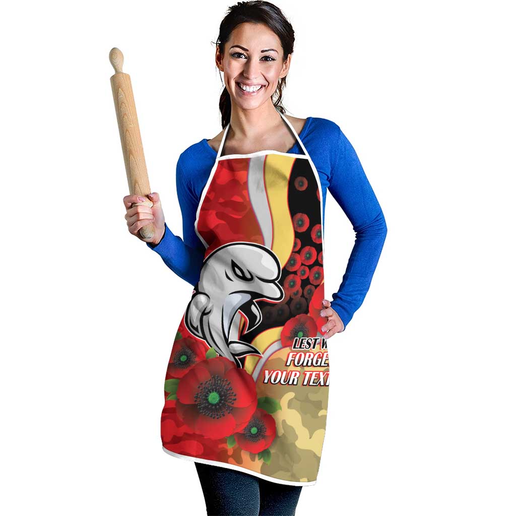 Redcliffe Dolphins ANZAC Personalised Apron Lest We Forget Poppy Camo