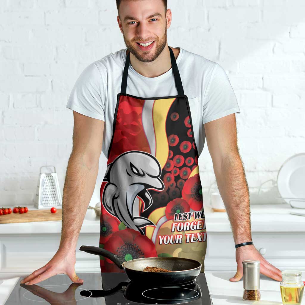 Redcliffe Dolphins ANZAC Personalised Apron Lest We Forget Poppy Camo