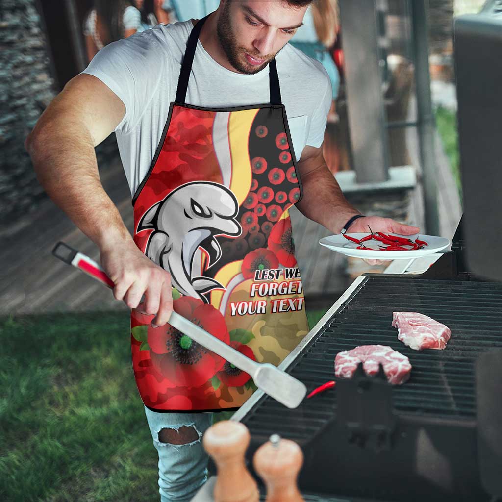 Redcliffe Dolphins ANZAC Personalised Apron Lest We Forget Poppy Camo
