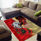 Redcliffe Dolphins ANZAC Personalised Area Rug Lest We Forget Poppy Camo