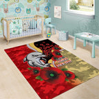 Redcliffe Dolphins ANZAC Personalised Area Rug Lest We Forget Poppy Camo