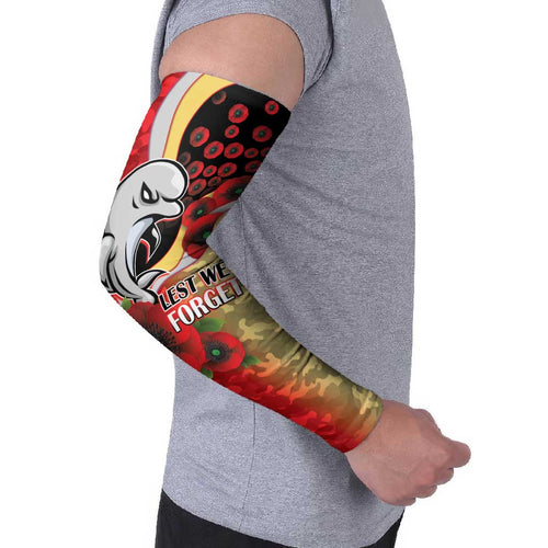 Redcliffe Dolphins ANZAC Personalised Arm Sleeves Lest We Forget Poppy Camo