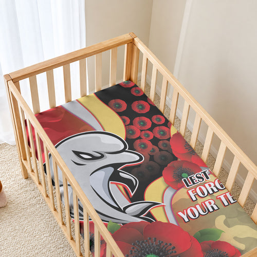 Redcliffe Dolphins ANZAC Personalised Baby Bed Cover Lest We Forget Poppy Camo