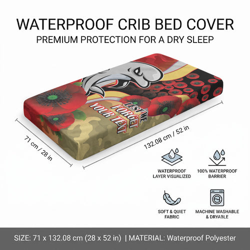 Redcliffe Dolphins ANZAC Personalised Baby Bed Cover Lest We Forget Poppy Camo