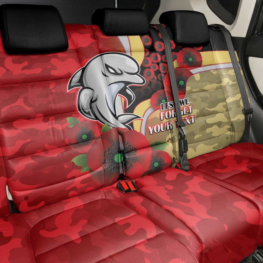 Redcliffe Dolphins ANZAC Personalised Back Car Seat Cover Lest We Forget Poppy Camo