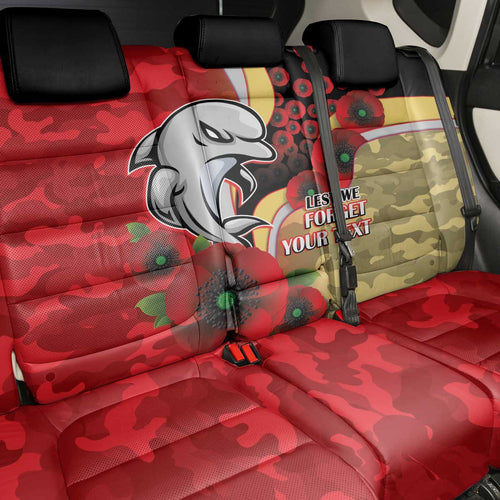 Redcliffe Dolphins ANZAC Personalised Back Car Seat Cover Lest We Forget Poppy Camo