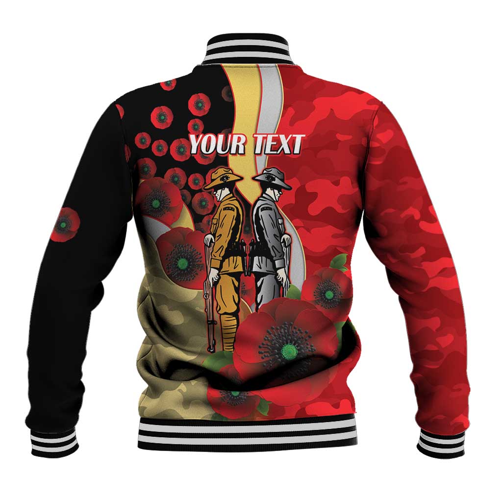 Redcliffe Dolphins ANZAC Personalised Baseball Jacket Lest We Forget Poppy Camo
