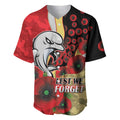 Redcliffe Dolphins ANZAC Personalised Baseball Jersey Lest We Forget Poppy Camo