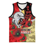 Redcliffe Dolphins ANZAC Personalised Basketball Jersey Lest We Forget Poppy Camo