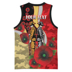 Redcliffe Dolphins ANZAC Personalised Basketball Jersey Lest We Forget Poppy Camo