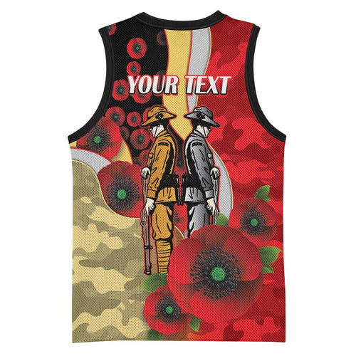 Redcliffe Dolphins ANZAC Personalised Basketball Jersey Lest We Forget Poppy Camo