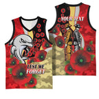Redcliffe Dolphins ANZAC Personalised Basketball Jersey Lest We Forget Poppy Camo