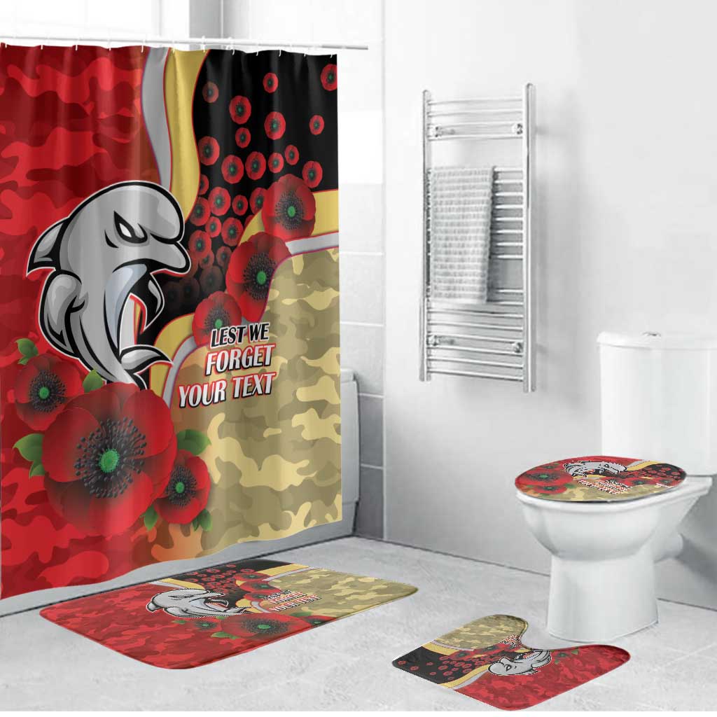 Redcliffe Dolphins ANZAC Personalised Bathroom Set Lest We Forget Poppy Camo