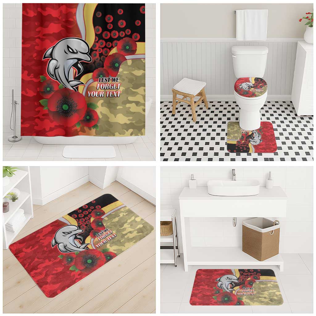Redcliffe Dolphins ANZAC Personalised Bathroom Set Lest We Forget Poppy Camo