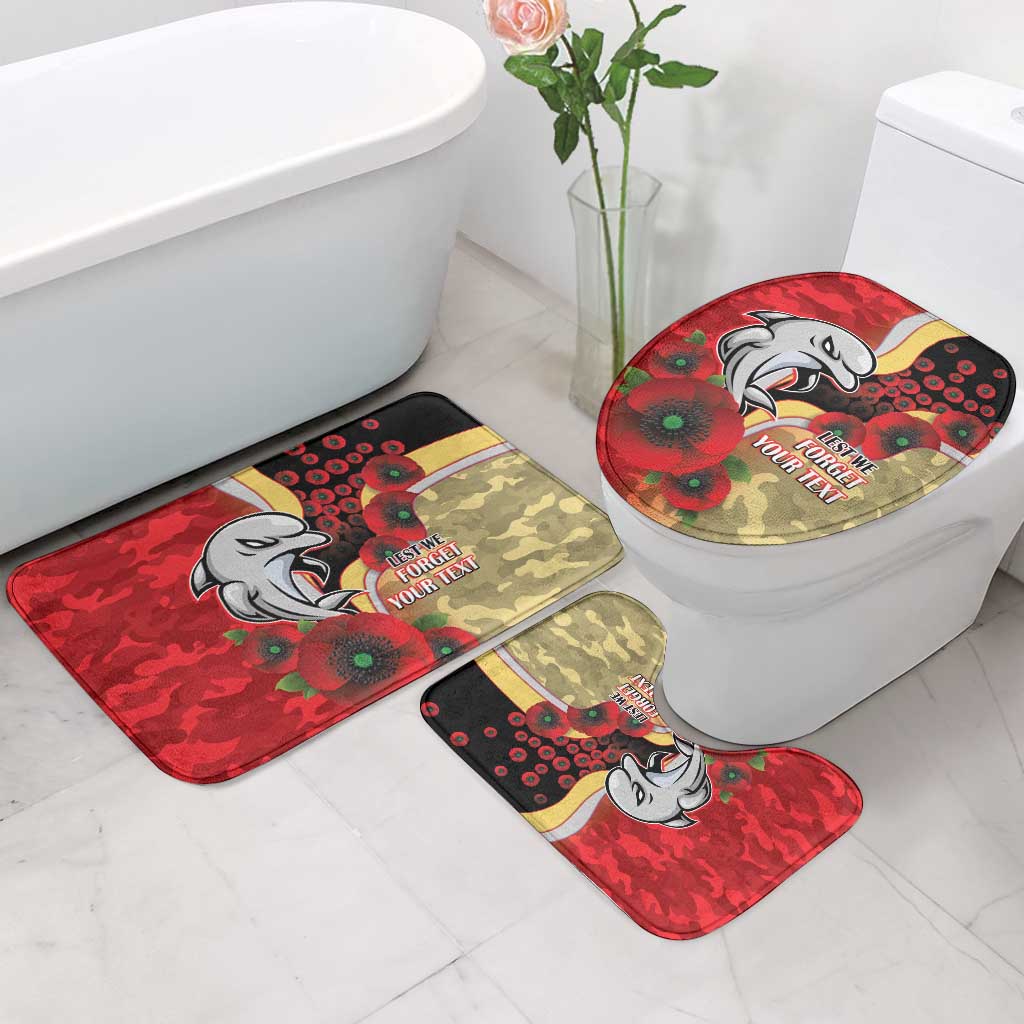 Redcliffe Dolphins ANZAC Personalised Bathroom Set Lest We Forget Poppy Camo