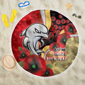 Redcliffe Dolphins ANZAC Personalised Beach Blanket Lest We Forget Poppy Camo