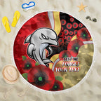 Redcliffe Dolphins ANZAC Personalised Beach Blanket Lest We Forget Poppy Camo