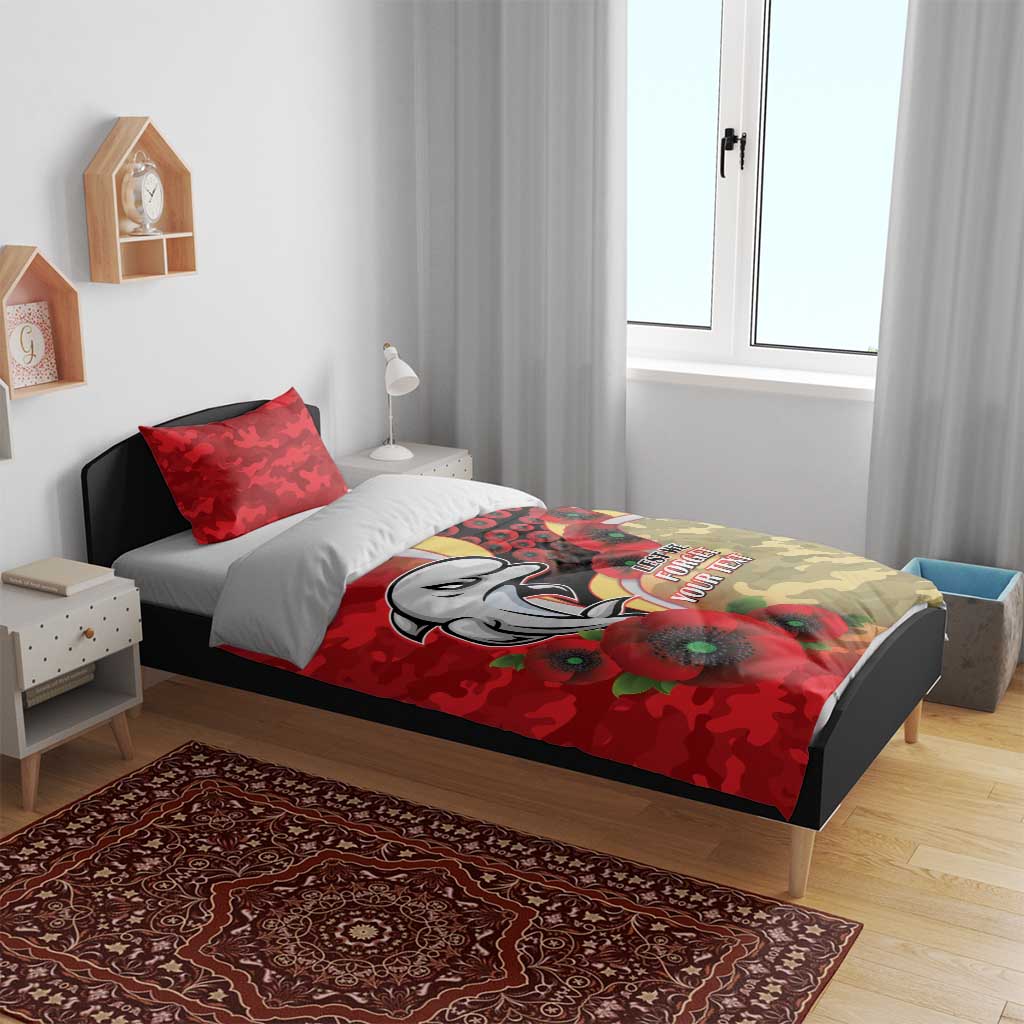 Redcliffe Dolphins ANZAC Personalised Bedding Set Lest We Forget Poppy Camo