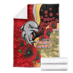 Redcliffe Dolphins ANZAC Personalised Blanket Lest We Forget Poppy Camo
