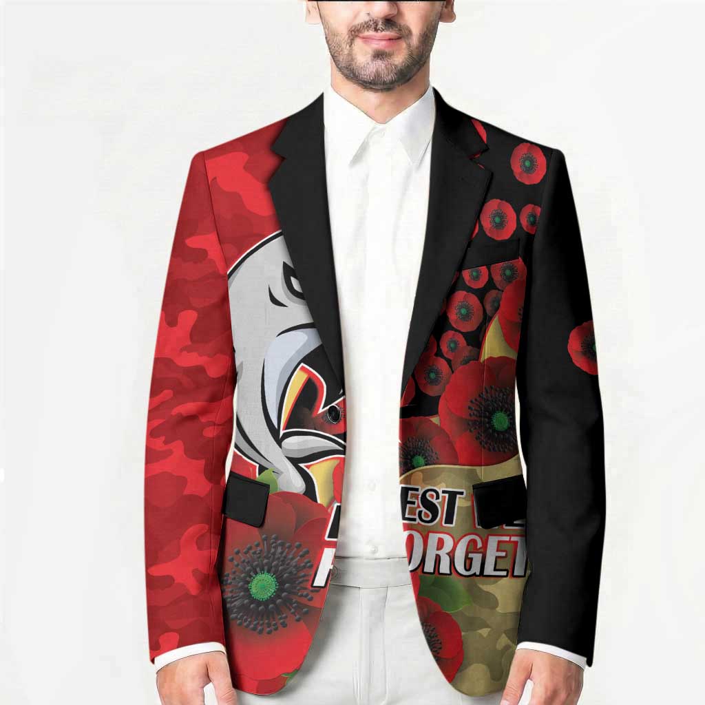 Redcliffe Dolphins ANZAC Personalised Blazer Lest We Forget Poppy Camo