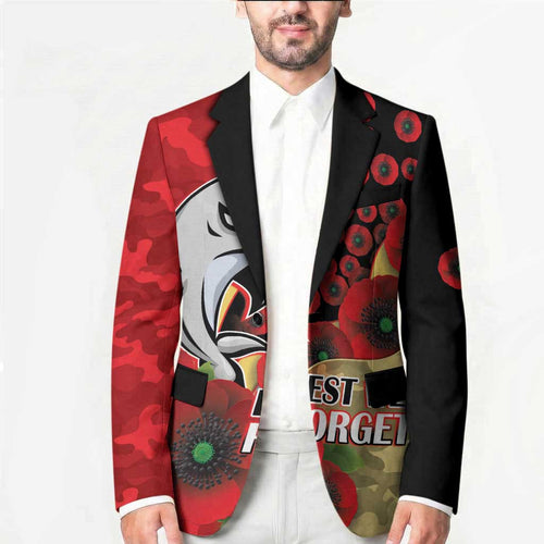 Redcliffe Dolphins ANZAC Personalised Blazer Lest We Forget Poppy Camo