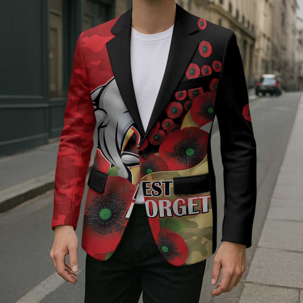 Redcliffe Dolphins ANZAC Personalised Blazer Lest We Forget Poppy Camo