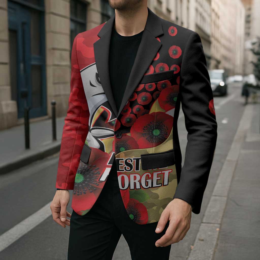Redcliffe Dolphins ANZAC Personalised Blazer Lest We Forget Poppy Camo