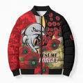Redcliffe Dolphins ANZAC Personalised Bomber Puffer Jacket Lest We Forget Poppy Camo