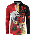 Redcliffe Dolphins ANZAC Personalised Button Sweatshirt Lest We Forget Poppy Camo