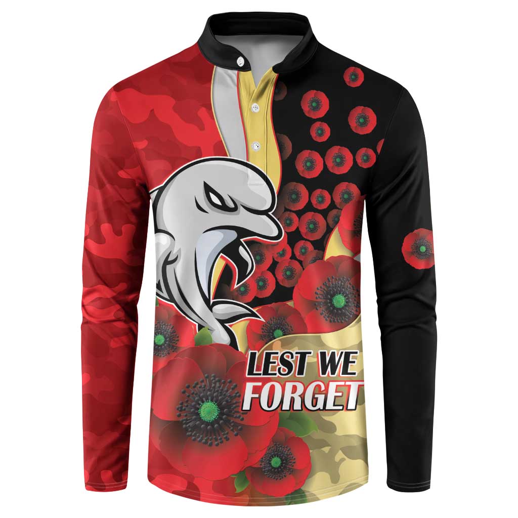 Redcliffe Dolphins ANZAC Personalised Button Sweatshirt Lest We Forget Poppy Camo
