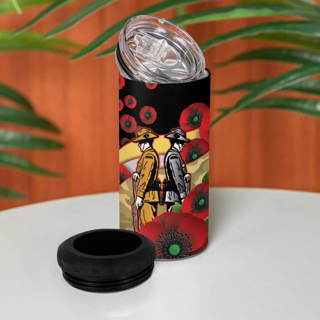 Redcliffe Dolphins ANZAC Personalised 4 in 1 Can Cooler Tumbler Lest We Forget Poppy Camo