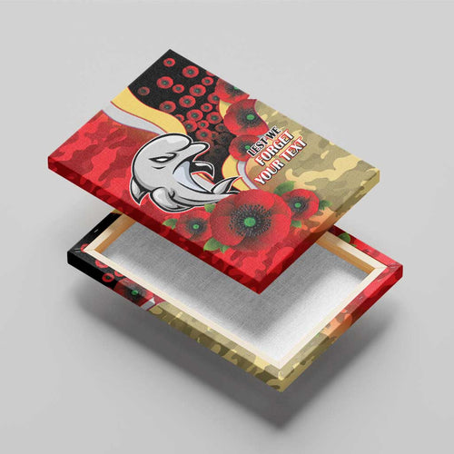 Redcliffe Dolphins ANZAC Personalised Canvas Wall Art Lest We Forget Poppy Camo