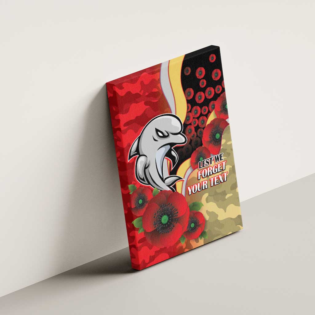 Redcliffe Dolphins ANZAC Personalised Canvas Wall Art Lest We Forget Poppy Camo