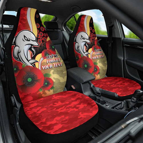 Redcliffe Dolphins ANZAC Personalised Car Seat Cover Lest We Forget Poppy Camo