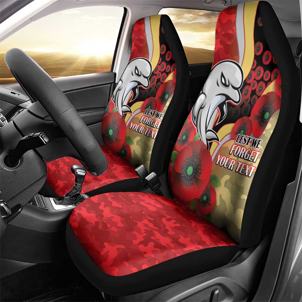 Redcliffe Dolphins ANZAC Personalised Car Seat Cover Lest We Forget Poppy Camo