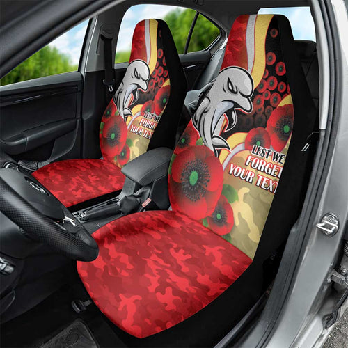 Redcliffe Dolphins ANZAC Personalised Car Seat Cover Lest We Forget Poppy Camo