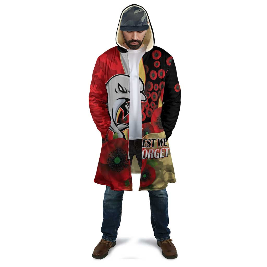 Redcliffe Dolphins ANZAC Personalised Cloak Lest We Forget Poppy Camo