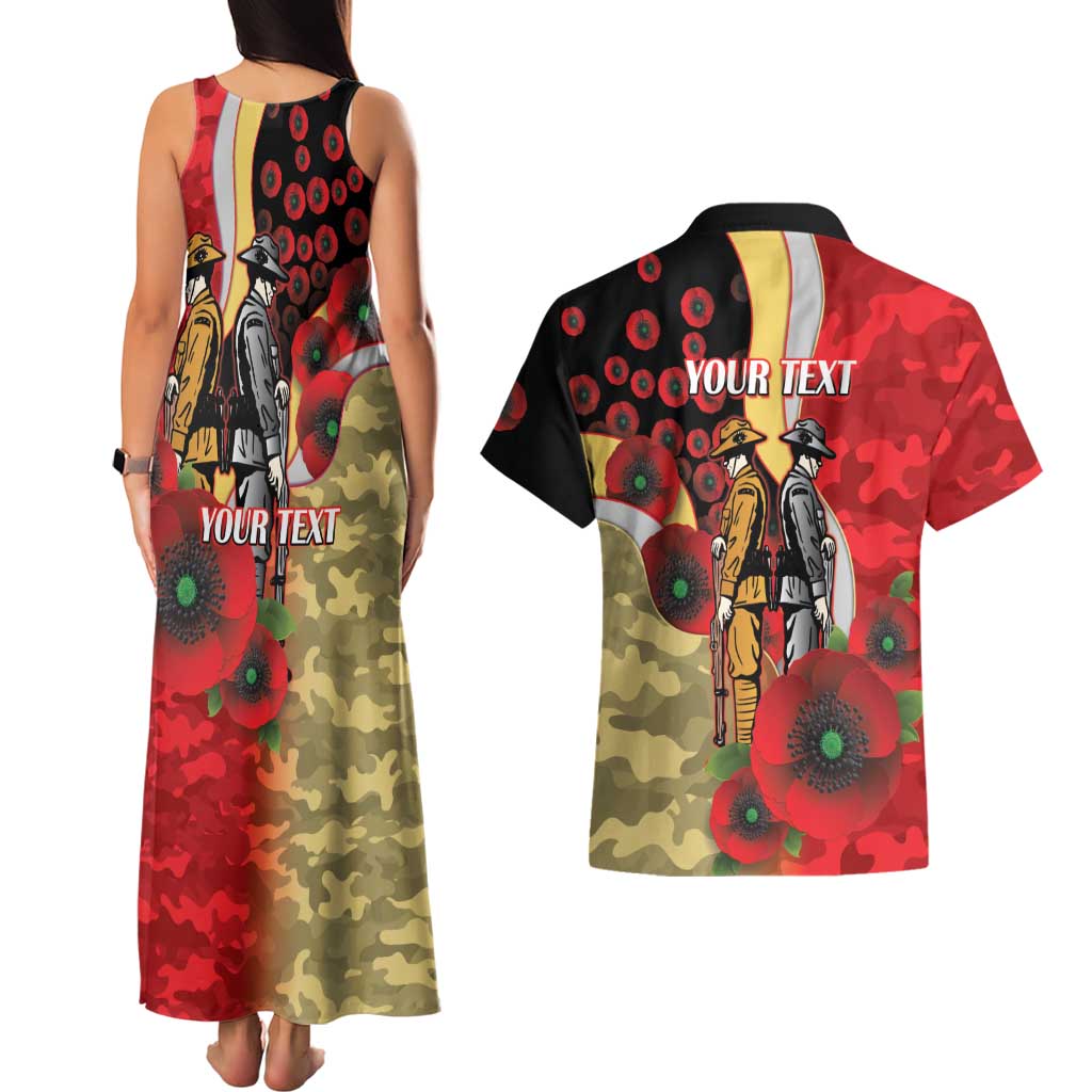 Redcliffe Dolphins ANZAC Personalised Couples Matching Tank Maxi Dress and Hawaiian Shirt Lest We Forget Poppy Camo