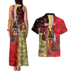 Redcliffe Dolphins ANZAC Personalised Couples Matching Tank Maxi Dress and Hawaiian Shirt Lest We Forget Poppy Camo