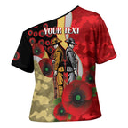 Redcliffe Dolphins ANZAC Personalised Cross Shoulder Shirt Lest We Forget Poppy Camo