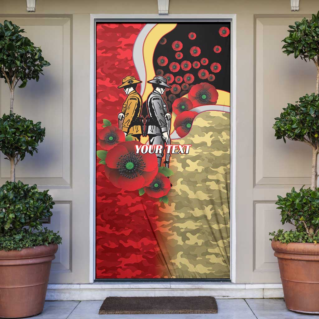 Redcliffe Dolphins ANZAC Personalised Door Cover Lest We Forget Poppy Camo