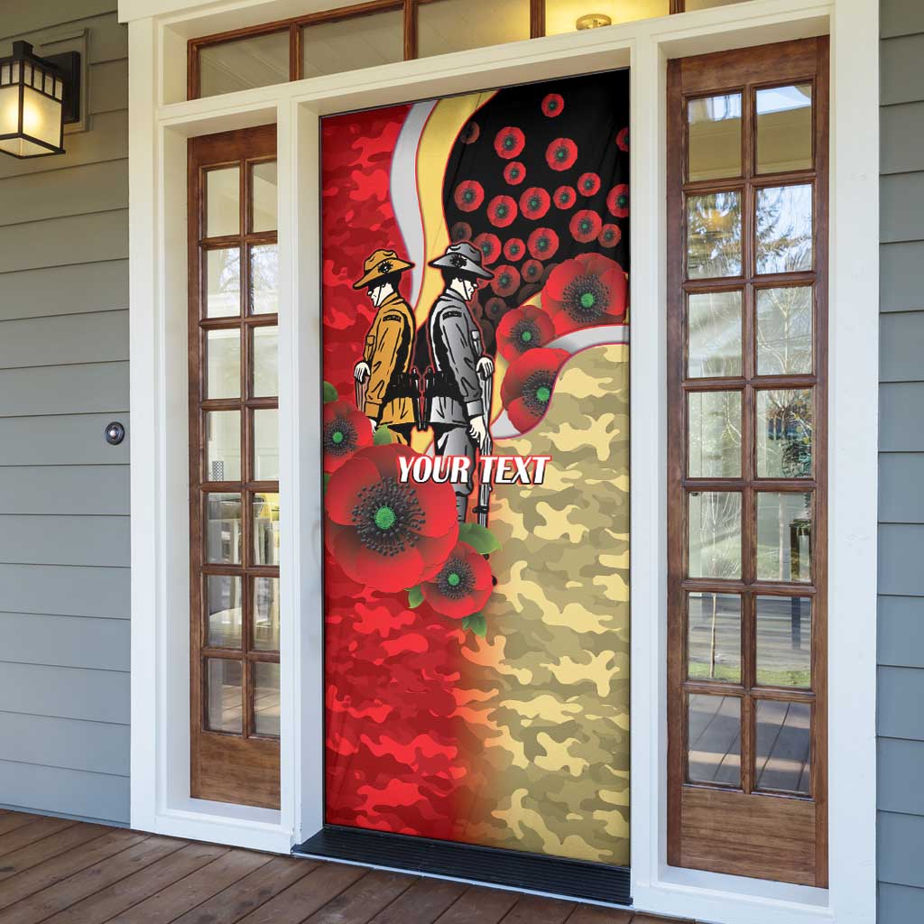 Redcliffe Dolphins ANZAC Personalised Door Cover Lest We Forget Poppy Camo