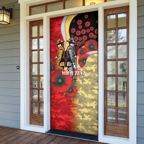 Redcliffe Dolphins ANZAC Personalised Door Cover Lest We Forget Poppy Camo