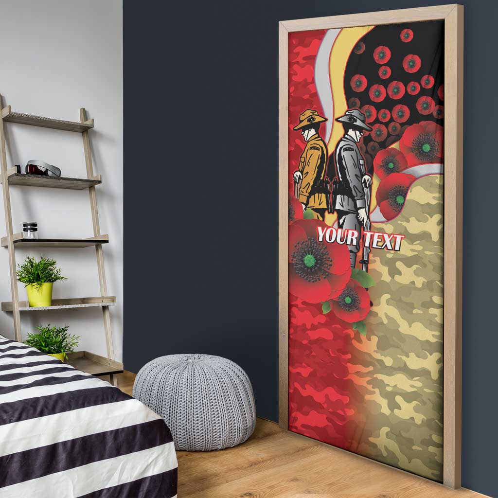 Redcliffe Dolphins ANZAC Personalised Door Cover Lest We Forget Poppy Camo