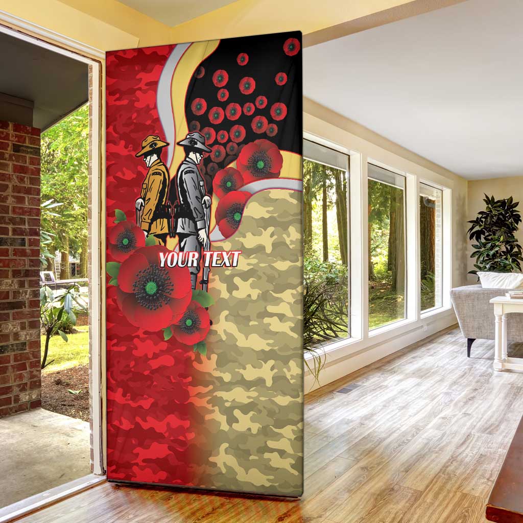 Redcliffe Dolphins ANZAC Personalised Door Cover Lest We Forget Poppy Camo