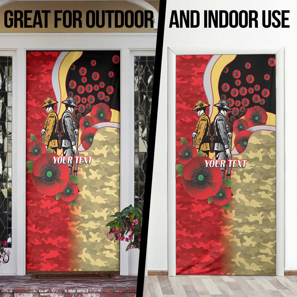 Redcliffe Dolphins ANZAC Personalised Door Cover Lest We Forget Poppy Camo